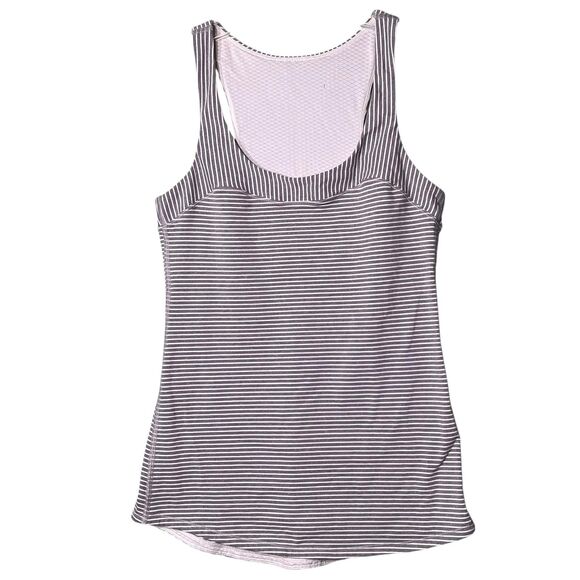 Lululemon Racerback Tank Top Womens Small Gray White Striped Athletic Yoga Gym - Picture 7 of 8